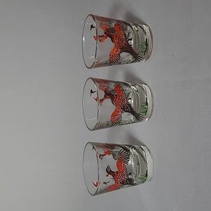 3 Vintage Pheasant Shot Glasses